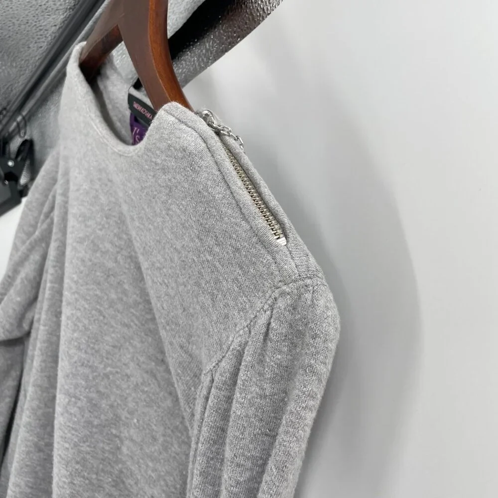 Takeshi Kosaka Y's Gray Puffed Sleeve Cotton Sweater Womens 2 Zipper Shoulder